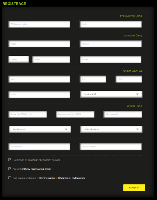 Registrace u MaxiTipu