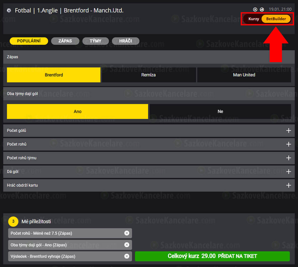 Fortuna Bet Builder futbal