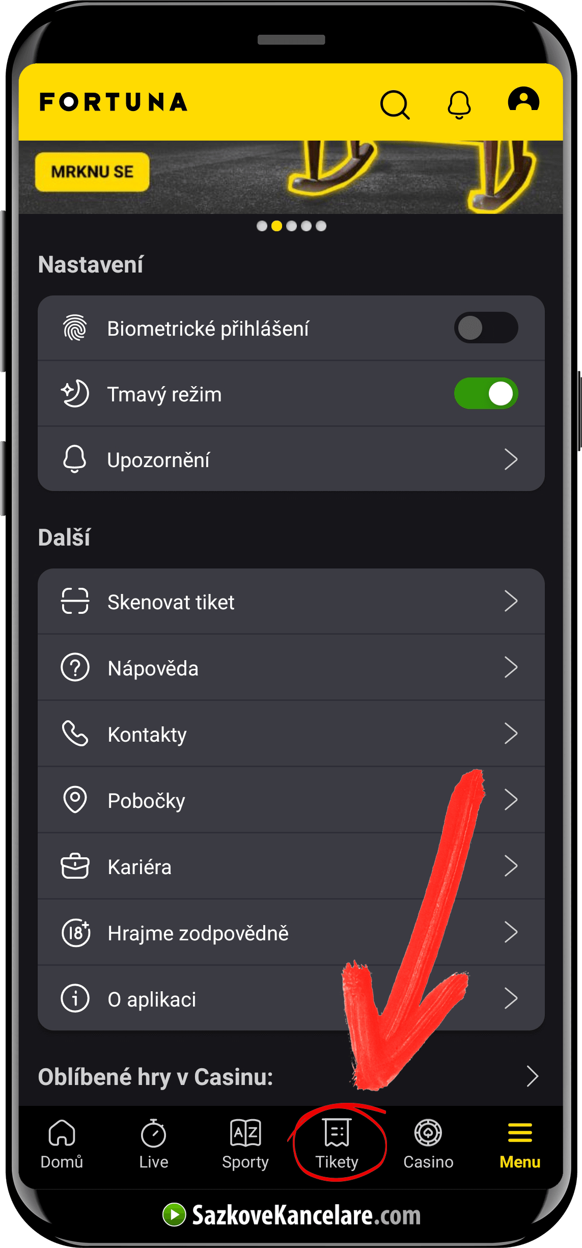 Jak zkontrolovat tikety v aplikaci Fortuna