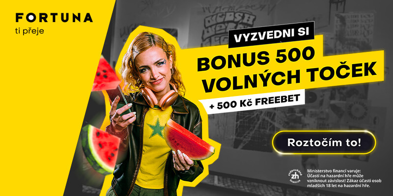 Fortuna 500 free spinů + 500 Kč freebet