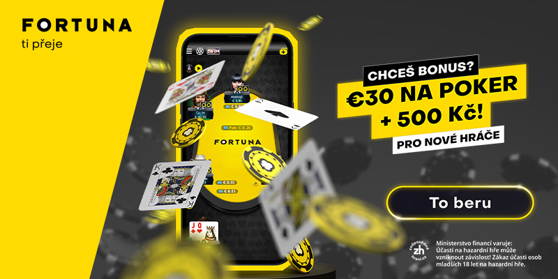 Vstupní bonus Fortuna 30 € na poker