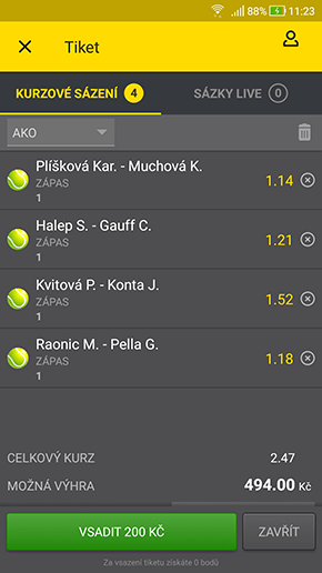 AKO sázka v aplikaci Fortuna