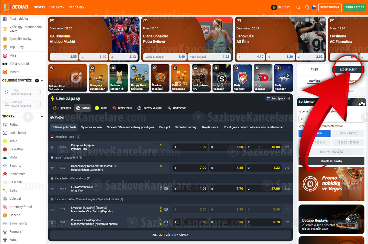 Kontrola tiketu online v sázkové kanceláři Betano