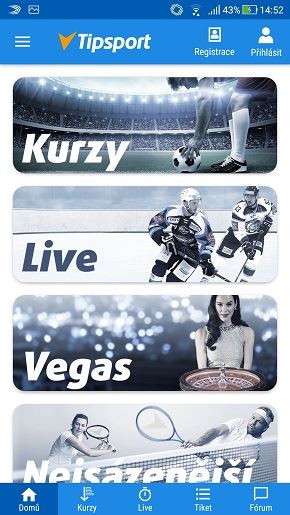 Úvod aplikace Tipsport