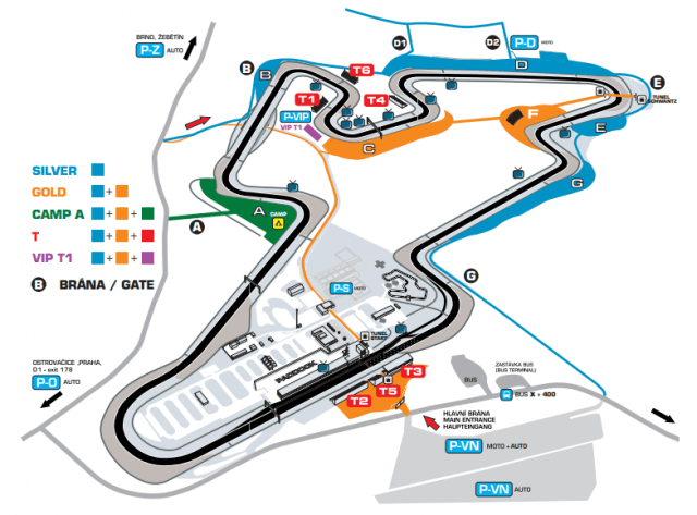 Mapa trati Grand Prix Brno pro MotoGP