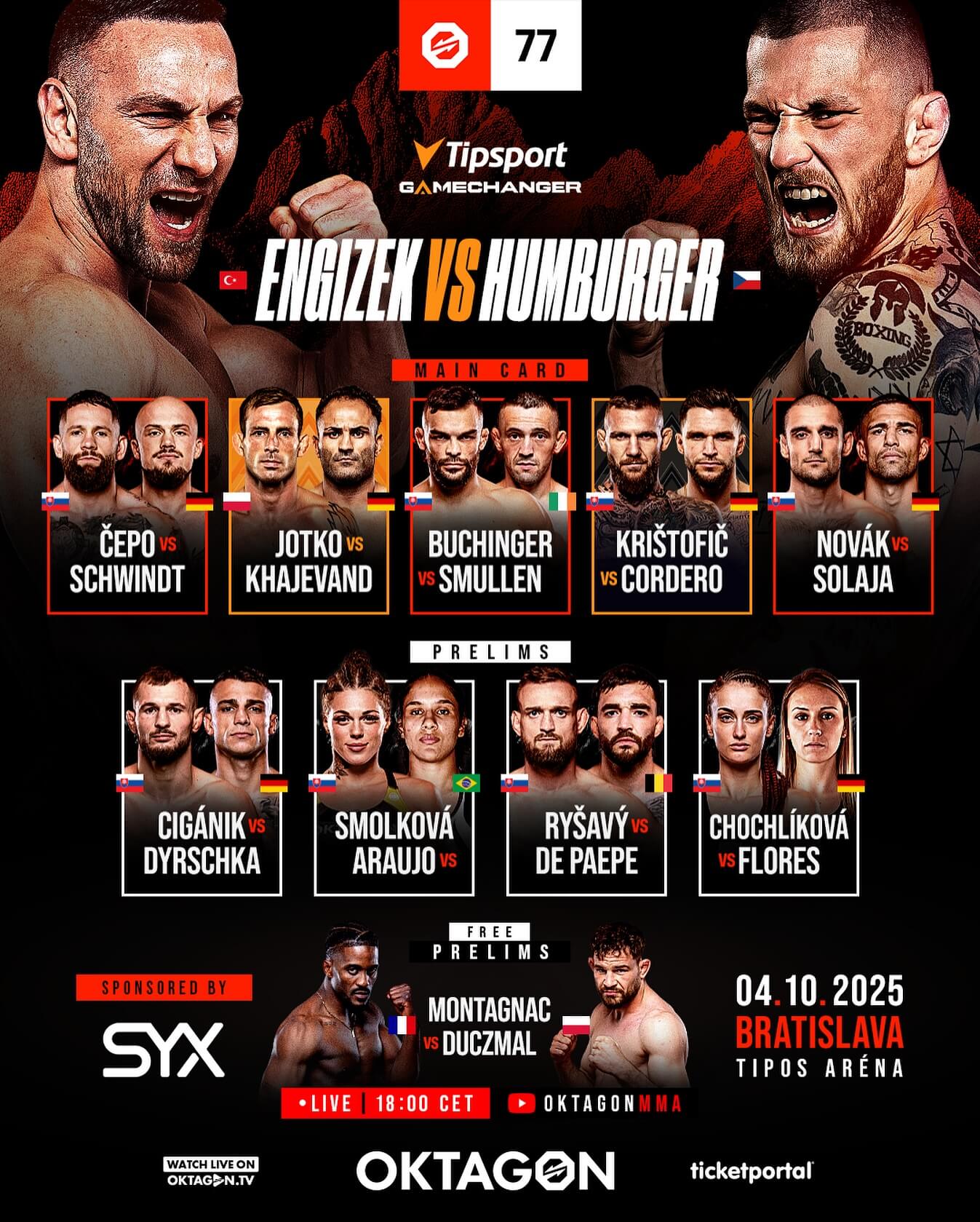 Program zápasů na akci Oktagon 77