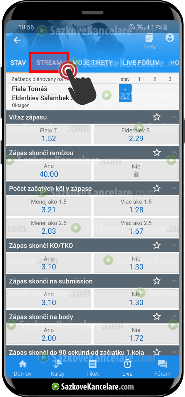 Kurzy na Oktagon zápas Kurzy a menu pro konkrétní Oktagon zápas