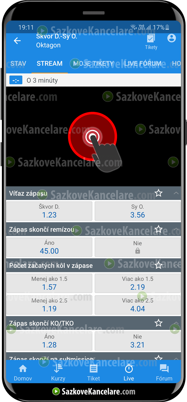 Live stream Oktagon zápasů Livestream OKTAGON zápasu na TV Tipsport