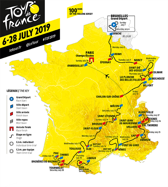 Mapa etap TdF