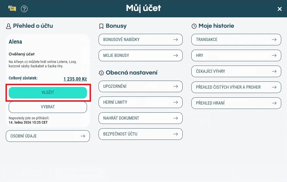 Kde zadat Sazka promo kód ke vkladu