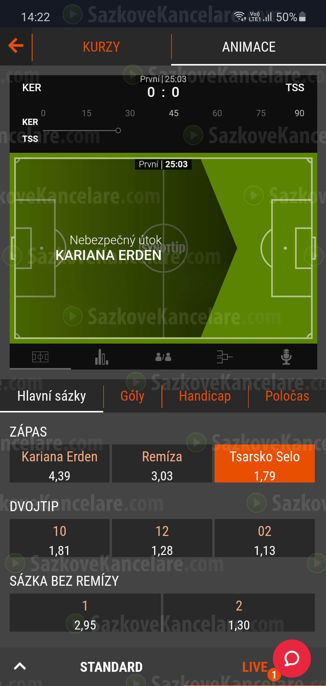 Live tracker v aplikaci SYNOT TIP