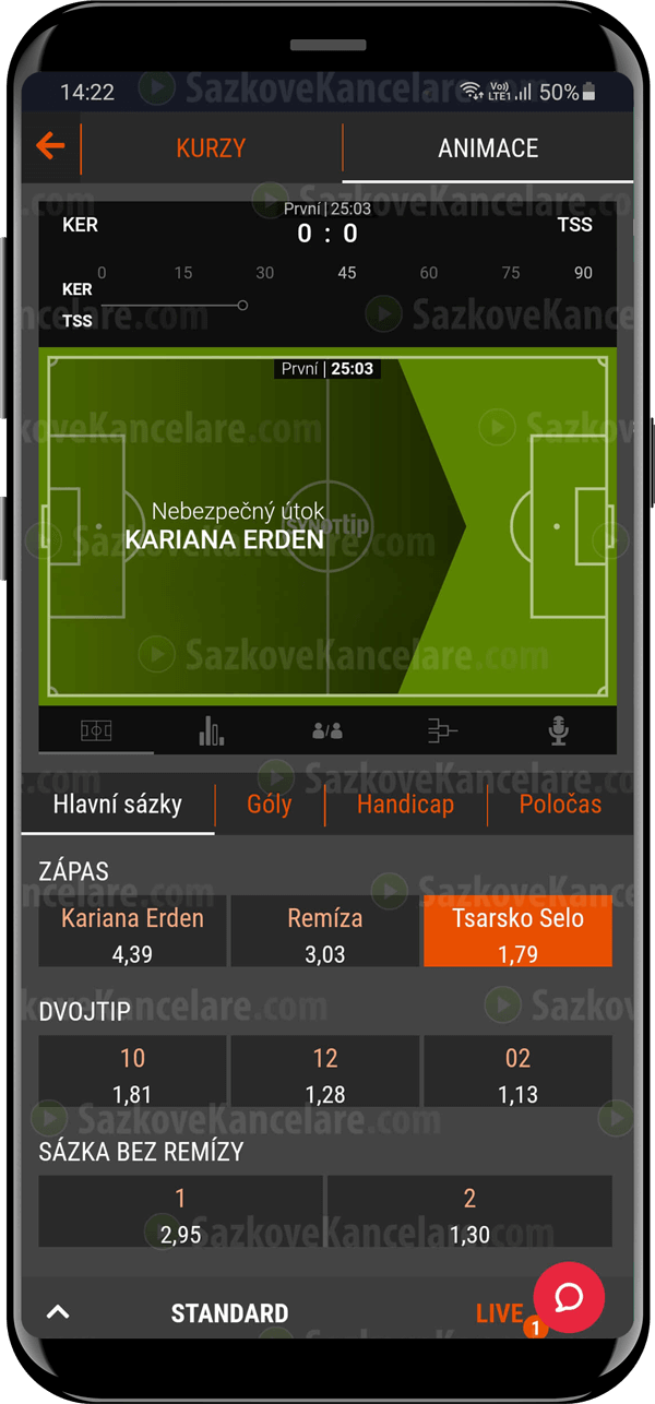 Live tracker v aplikaci SYNOT TIP