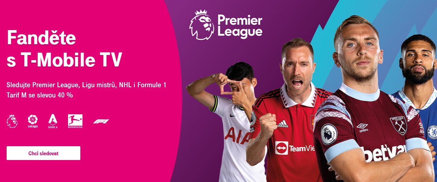 T-Mobile má ve své nabídce kanál Canal+ Sport, kde se vysílá Premier League živě