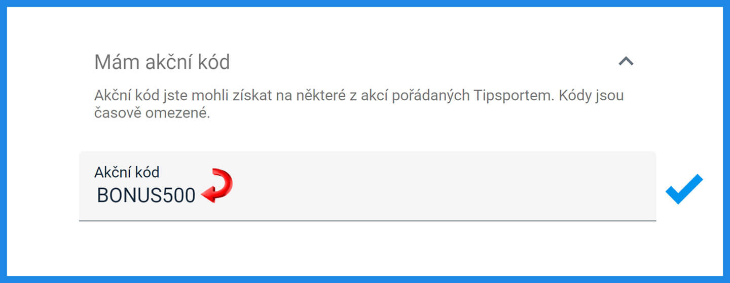 Tipsport akční kód „BONUS500“