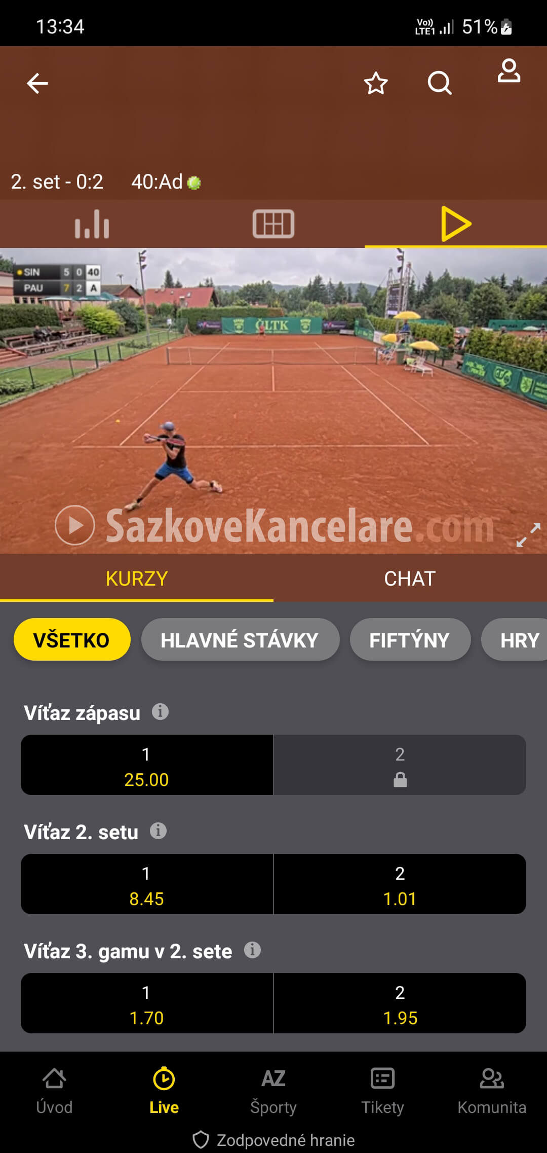 Livestream z tenisu na Fortuna TV