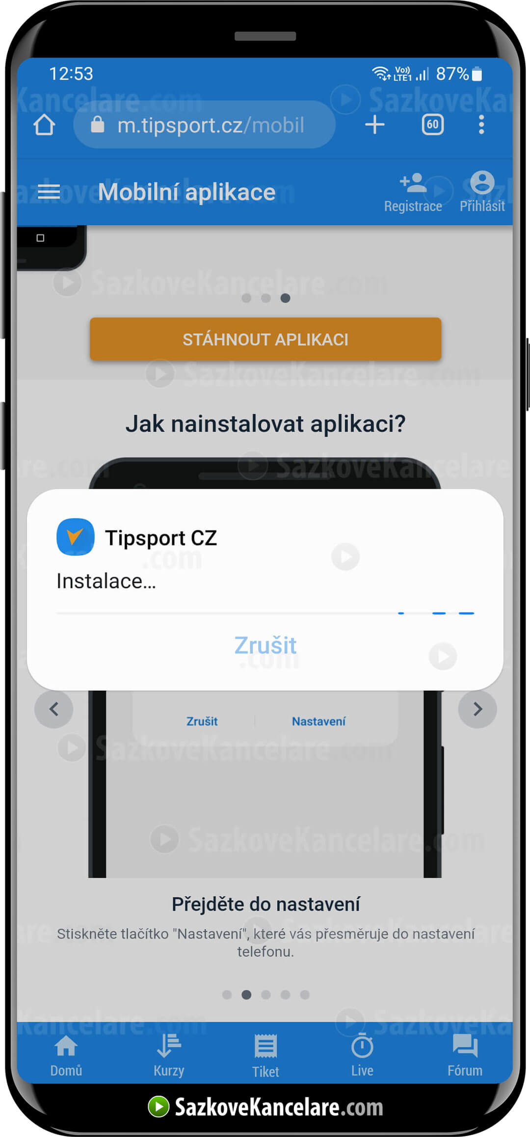 Úvodní obrazovka aplikace