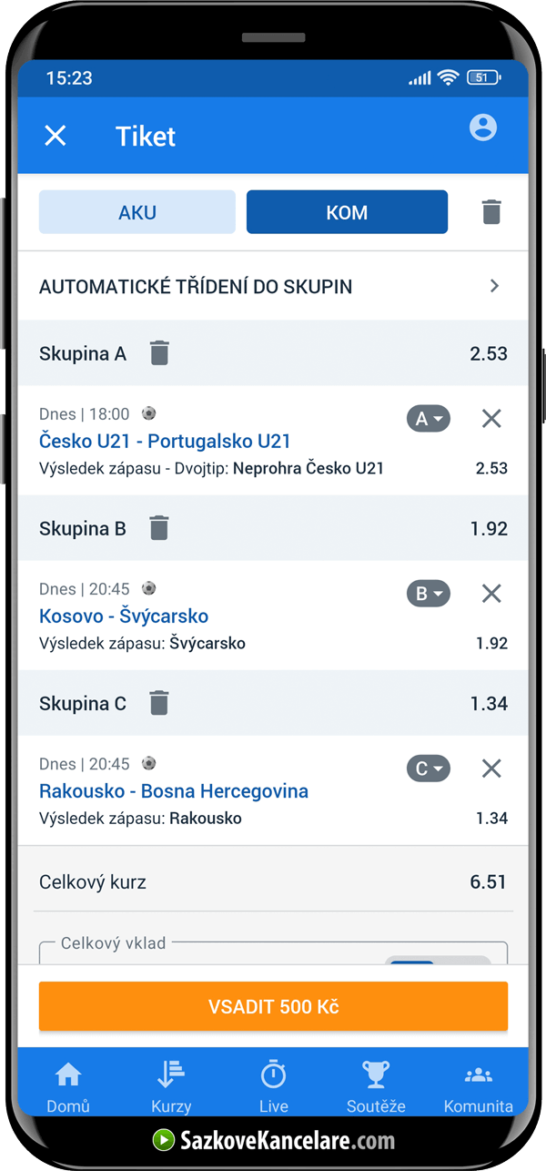KOMBI tiket v appce Tipsport