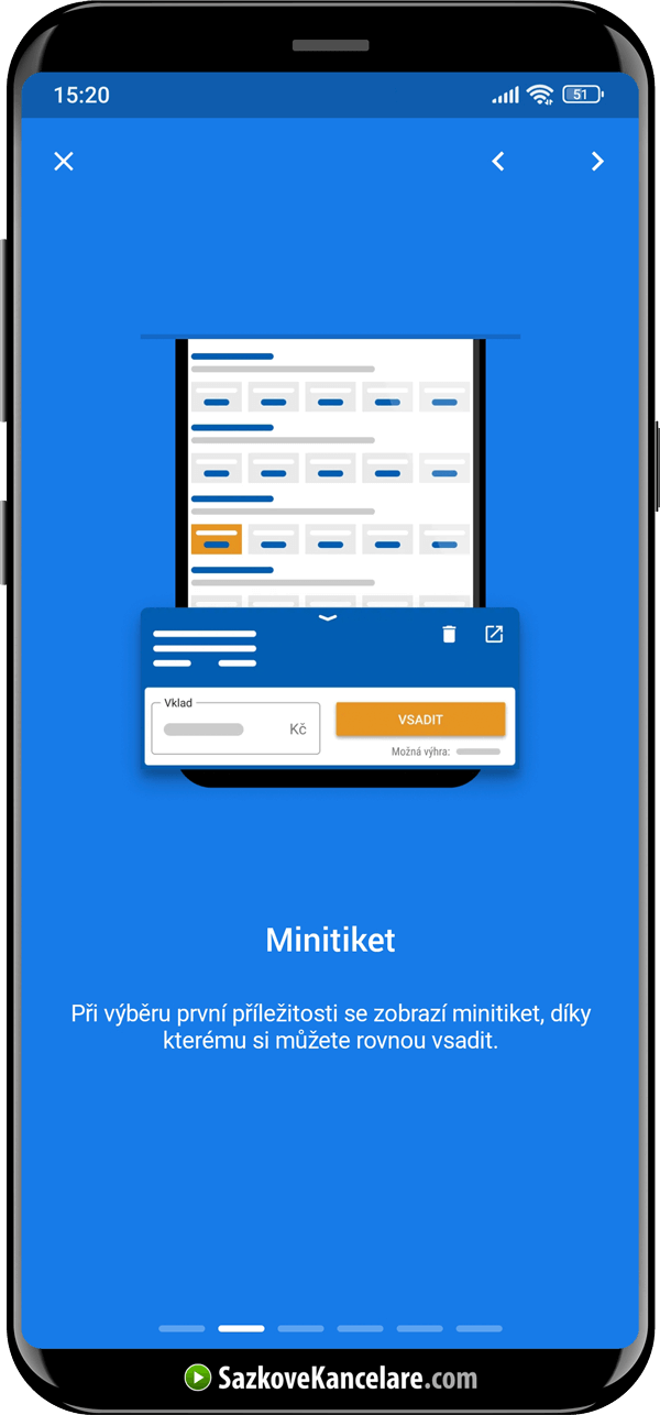Jak vypadá minitiket v Tipsport app