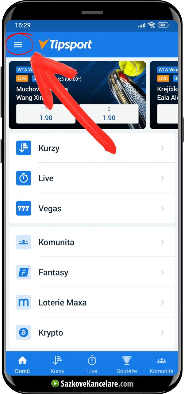Kde najít v aplikaci Tipsport výsledky
