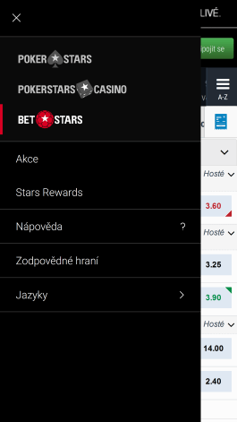 Nabídka aplikace BetStars