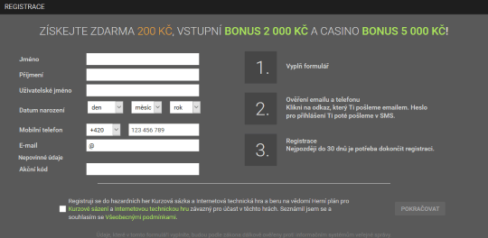 Registrace u Chance