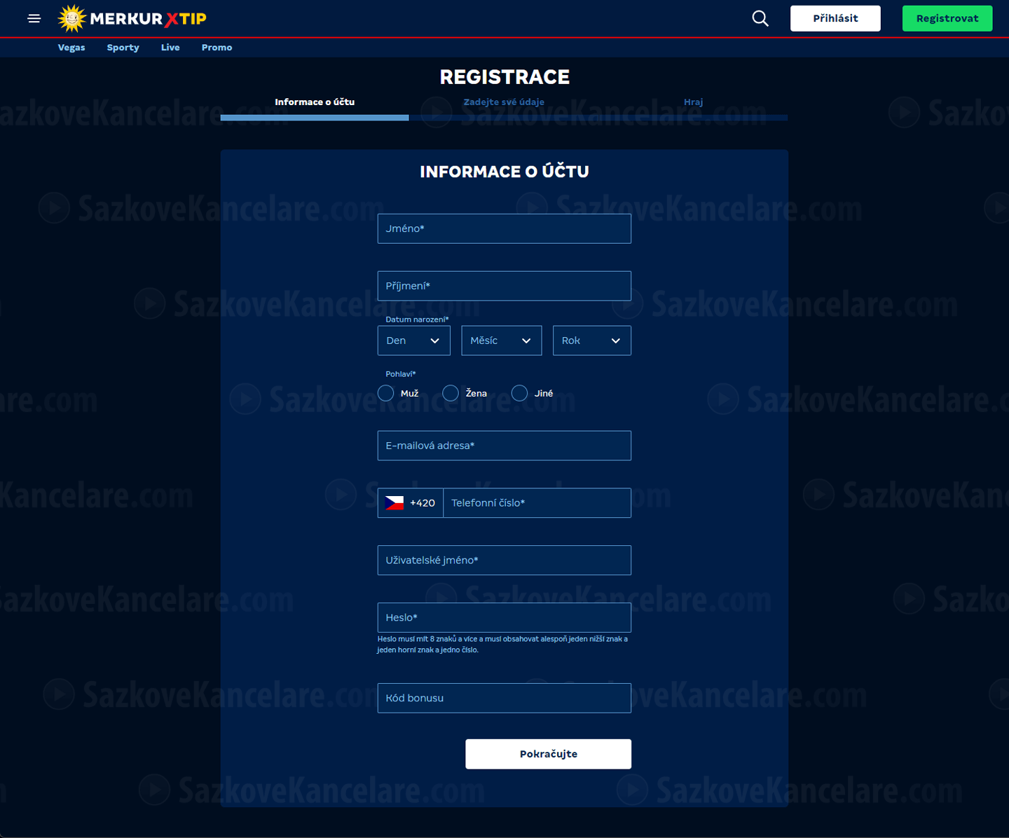 Registrace u MerkuryXtip