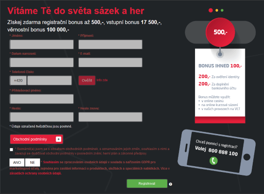 Registrace u SynotTipu