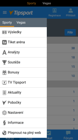 Nabídka aplikace Tipsport