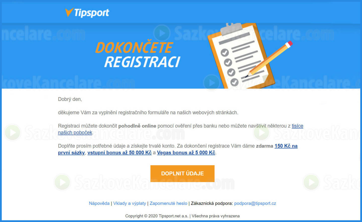 Jak dokončit registraci Tipsport?