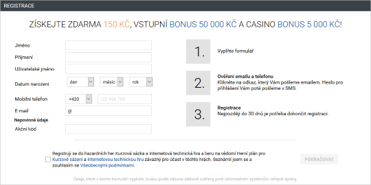 Registrace u Tipsportu