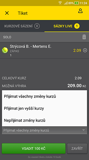 Live sázka v appce Fortuna