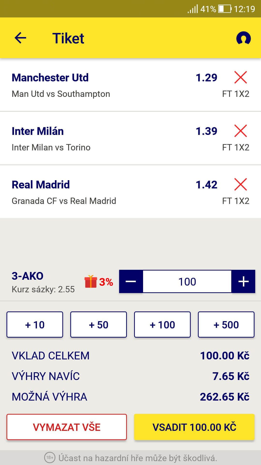 Kombi tiket v appce Sazkabet