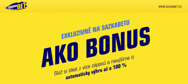 Sazkabet navyšuje výhru až o 100 %