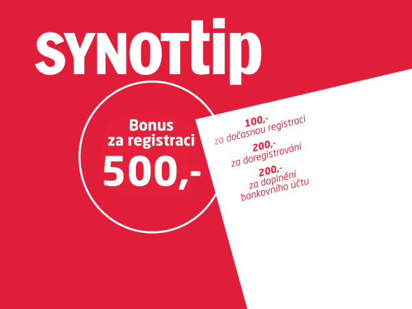 SYNOT TIP nabízí 500 BB zdarma za registraci + 500 Kč (do 30.6.2020)
