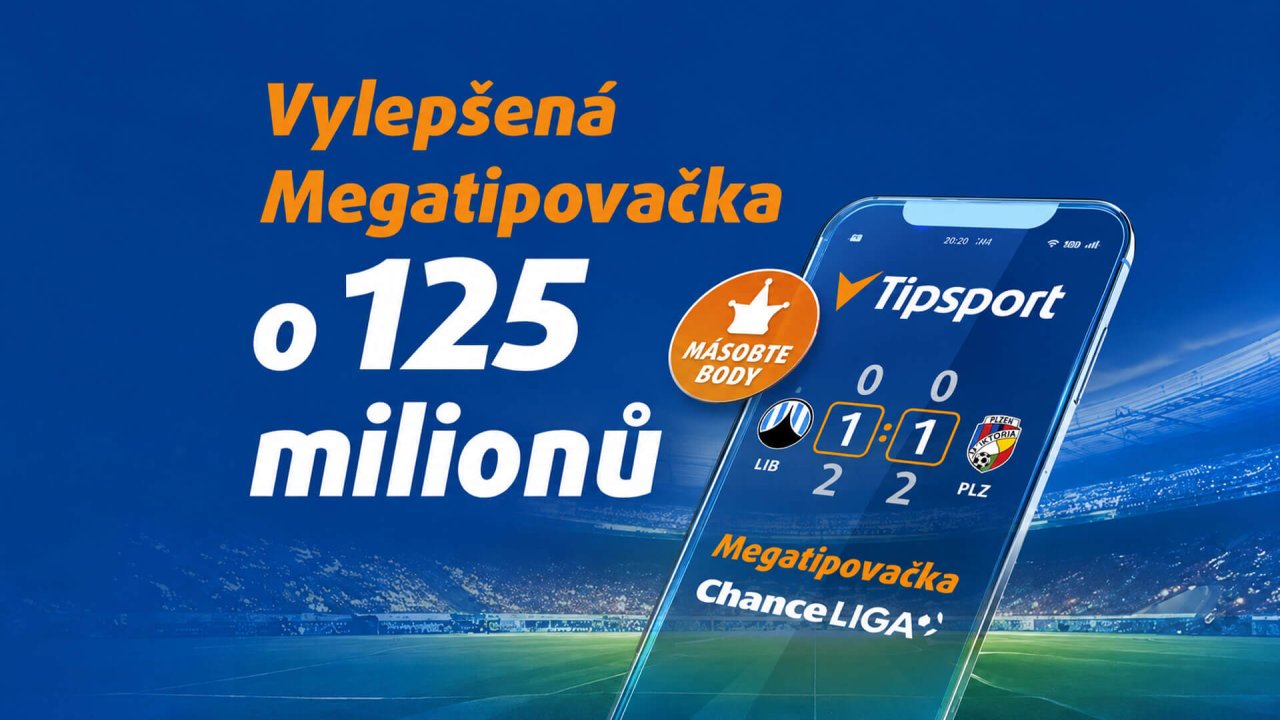 Tipsport Megatipovačka o 125 milionů korun – tipování výsledků Chance Ligy v mobilní aplikaci