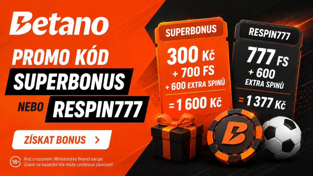Betano promo kód 2026 – SUPERBONUS pro bonus zdarma nebo RESPIN777 pro free spiny