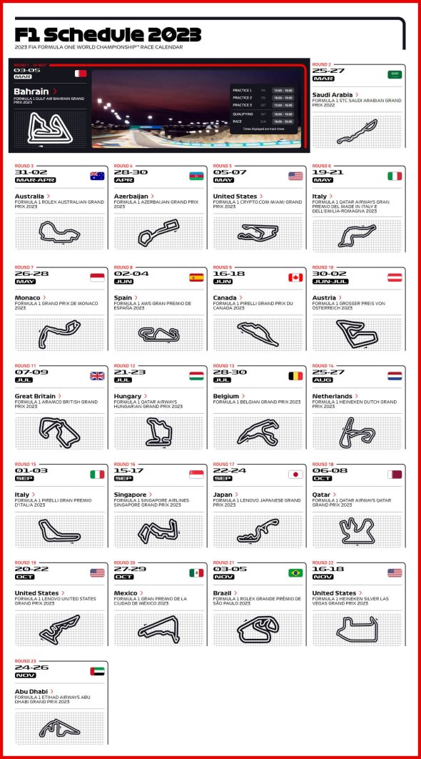 Kalendář F1 pro rok 2023