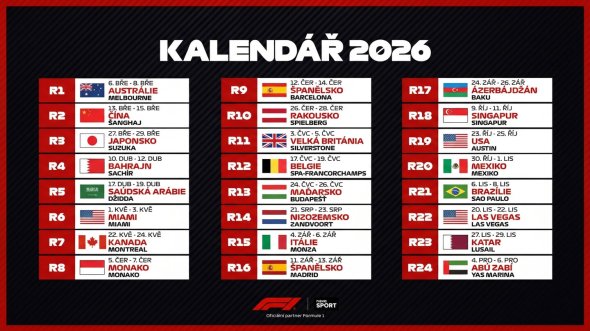 Kalendář závodů Formule 1 pro rok 2026
