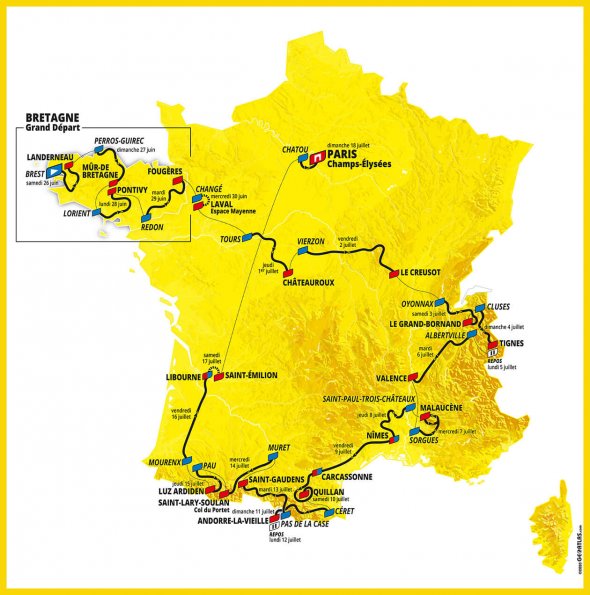Mapa Tour de France 2020