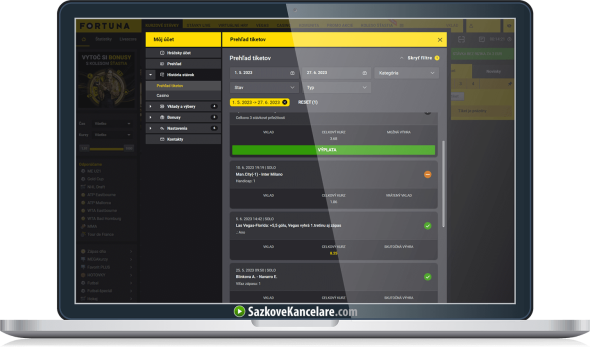 Přehled podaných sázek na iFortuna.sk