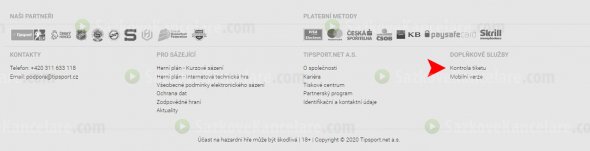 Kontrola tiketu na Tipsport.cz – Krok 1