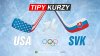 USA vs Slovensko kurzy ZOH 2026 na grafice s hokejkami, vlajkami týmů a logem olympiády.