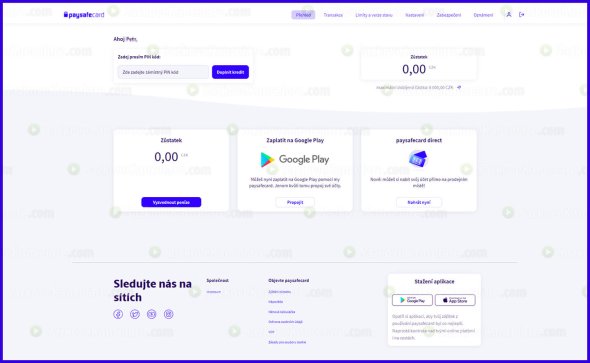 Aktivní účet na paysafecard