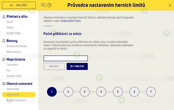 Nastavení herních limitů (sebeomezujících opatření)