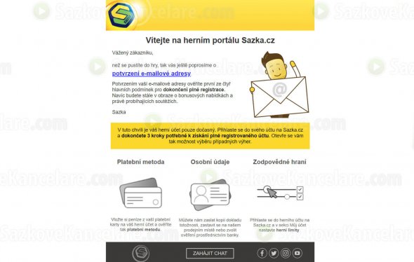 Ověření e-mailové adresy pro sazkabet.cz
