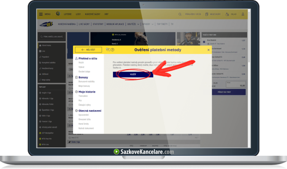 Ověření platební metody v sázkové kanceláři Sazkabet
