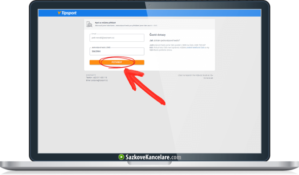 Přihlášení do nového konta v sázkové kanceláři Tipsport