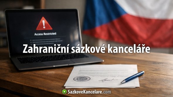 Notebook s varovním symbolem a česká vlajka – zahraniční sázkové kanceláře